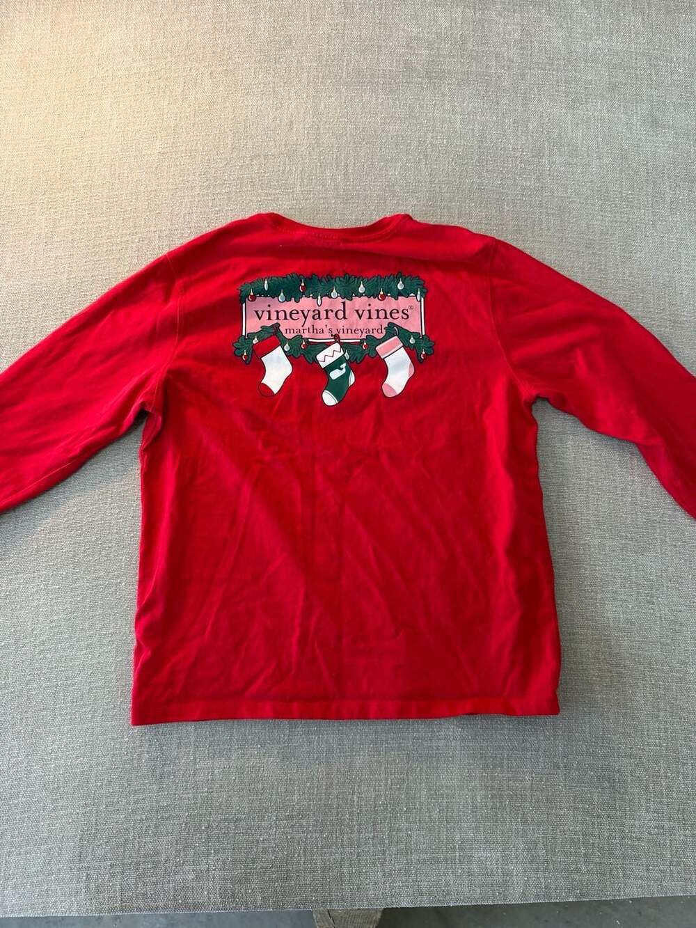 Vineyard Vines Kids Christmas Stockings Long Sleeve Graphic Pocket T-Shirt